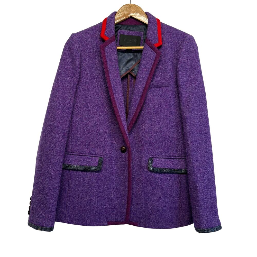 J.Crew Collection Wool Blazer 2013 Fashion Week Runway Purple Colorblock Size 10